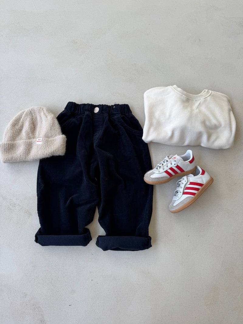 Navy Baggy Cord Pants