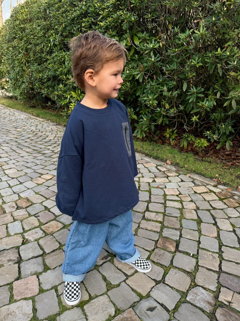 Navy Zip Pocket Jumper