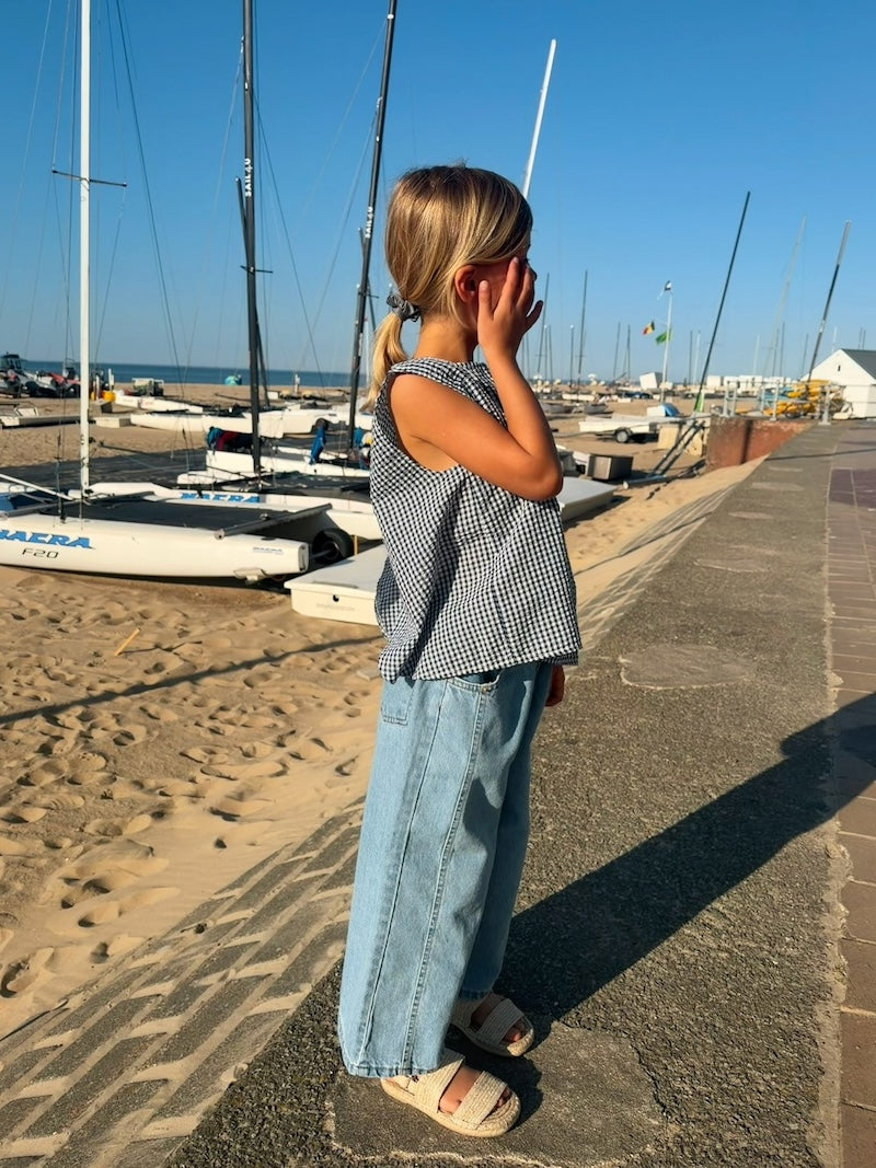 Blue Cropped Loose Jeans