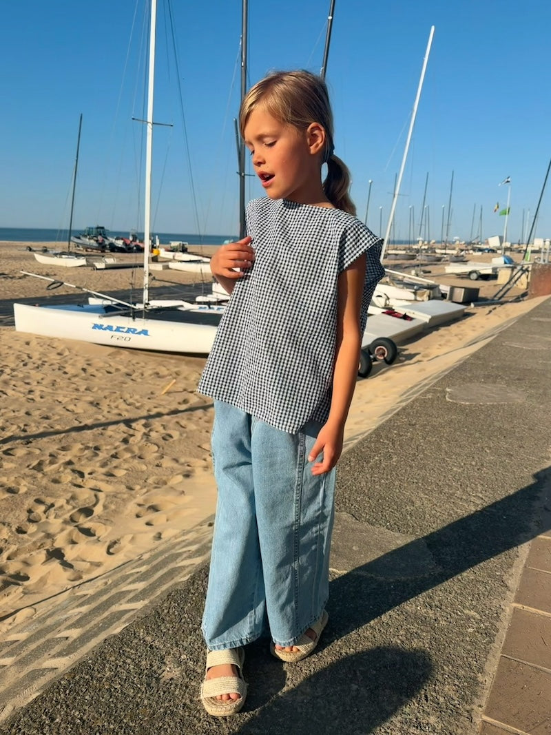 Blue Cropped Loose Jeans