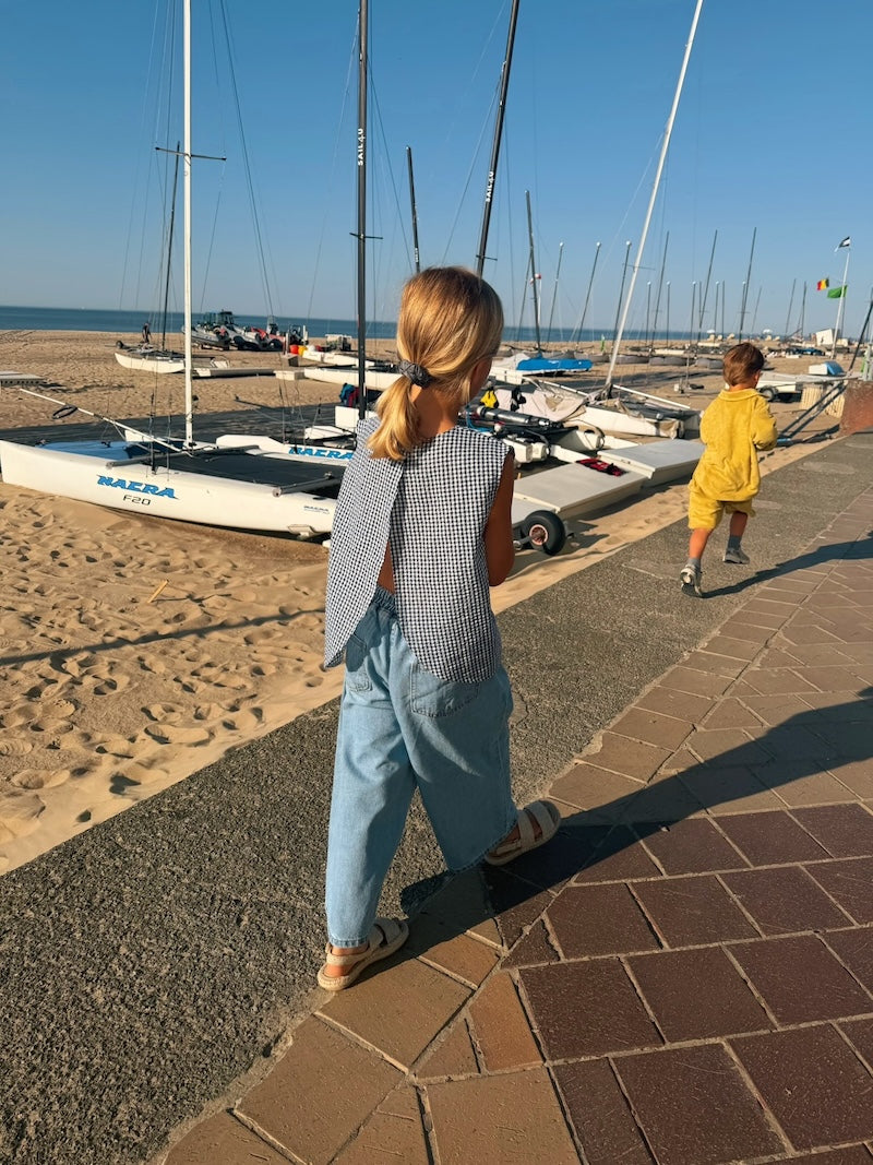 Blue Cropped Loose Jeans
