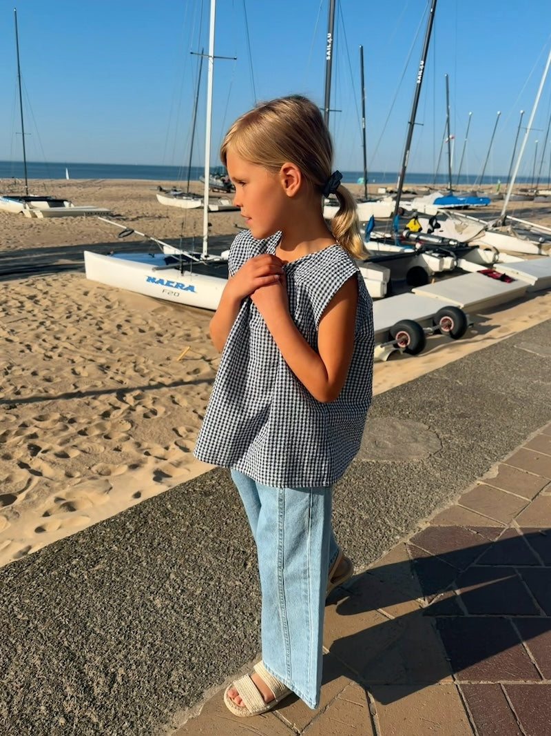 Blue Cropped Loose Jeans