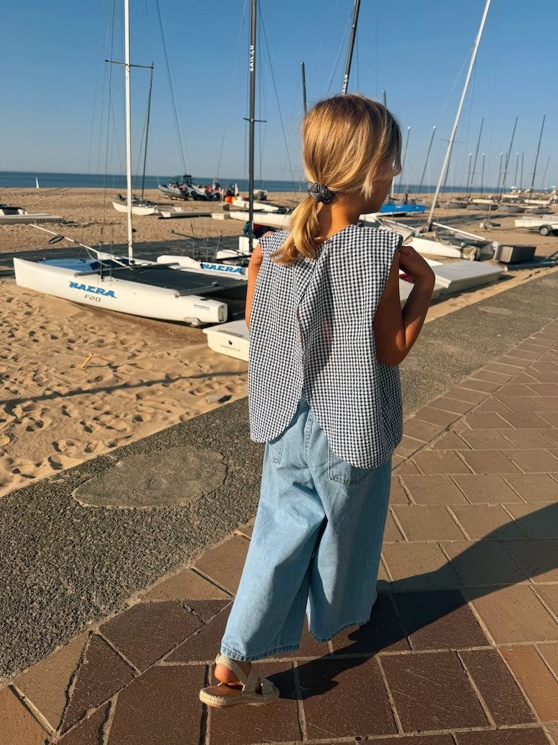 Blue Cropped Loose Jeans