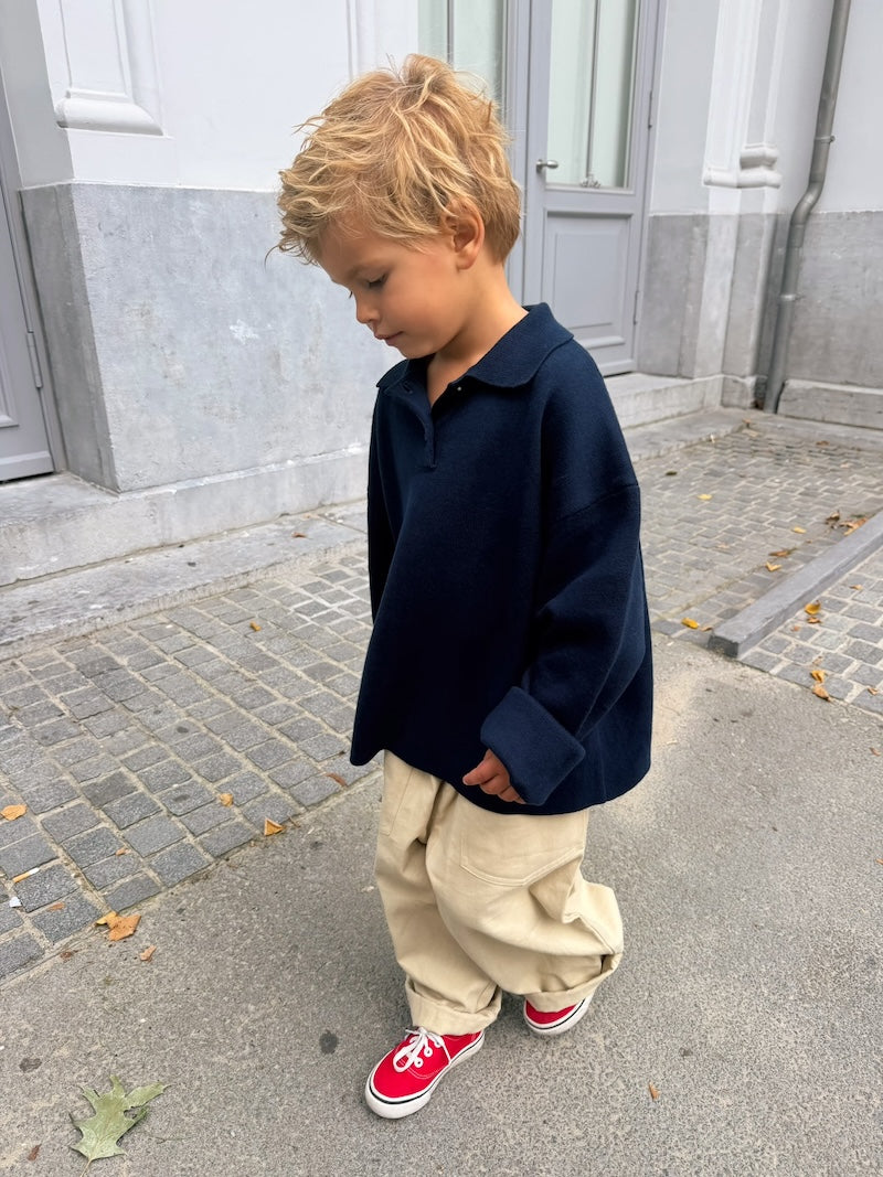 Samuel Navy Knit Polo