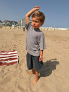 Linen Striped Tee Charcoal