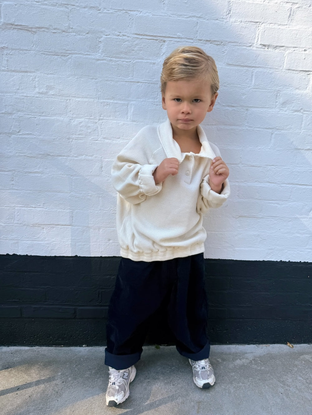 Navy Baggy Cord Pants