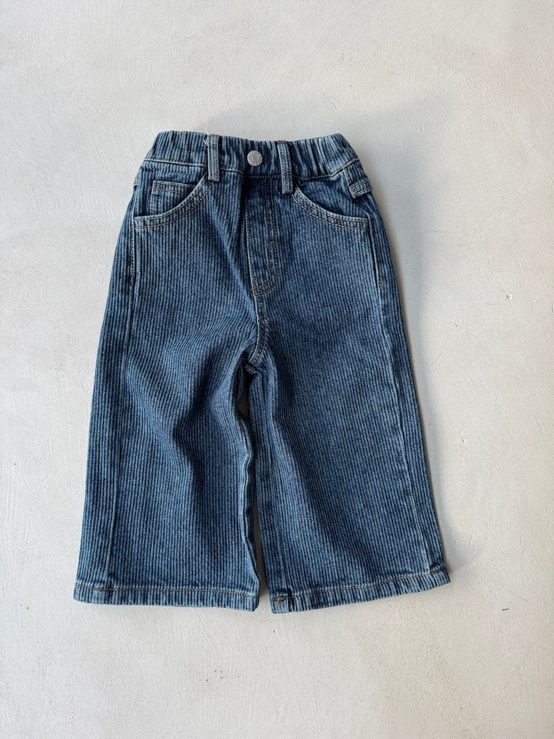 Straight Leg Rib Jeans Blue