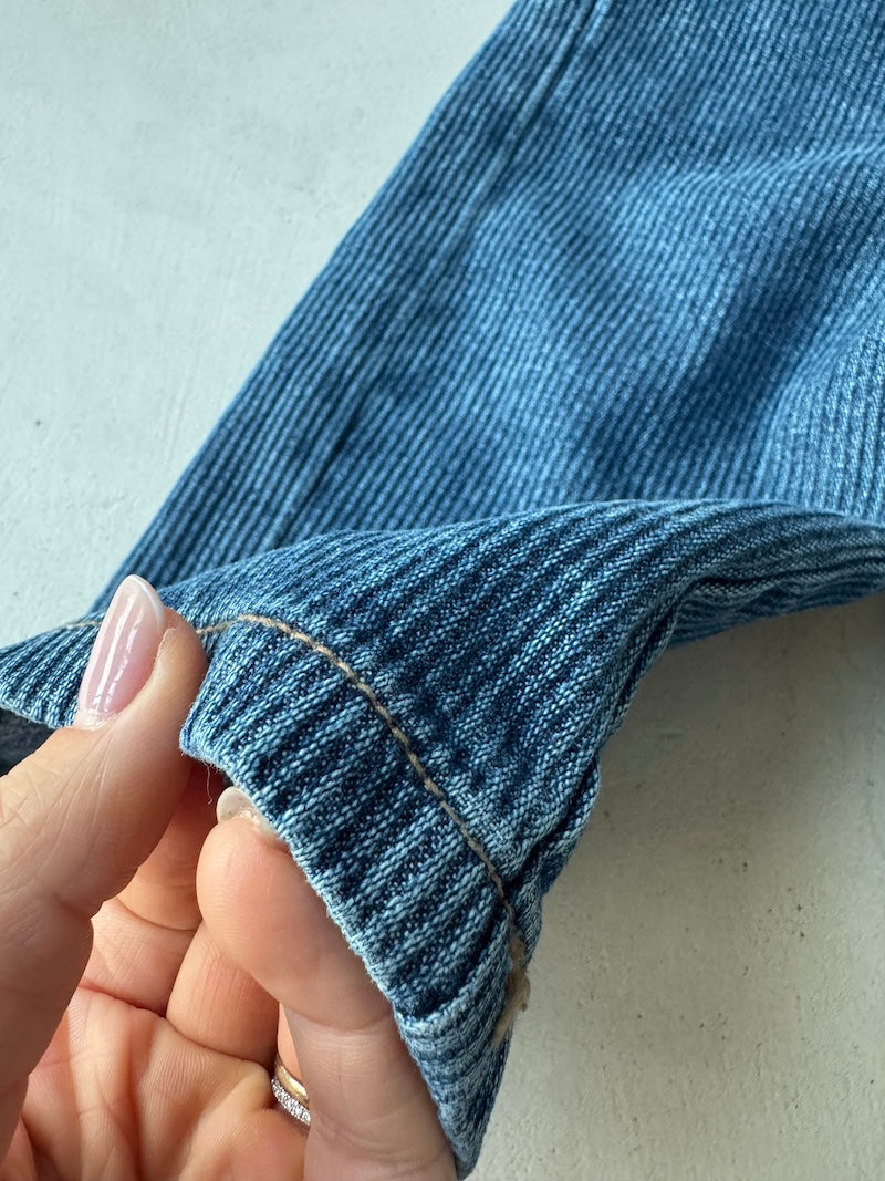 Printable Rib Jeans Straight Leg Rib Jeans Blue – maisonmima