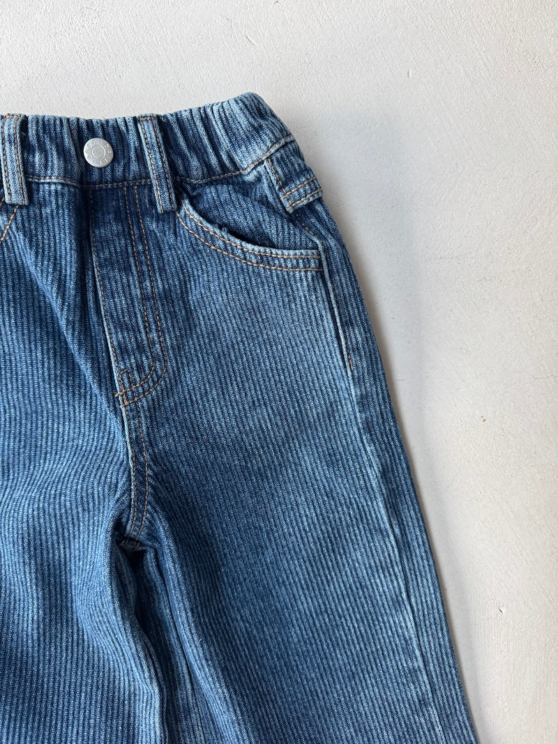 Straight Leg Rib Jeans Blue