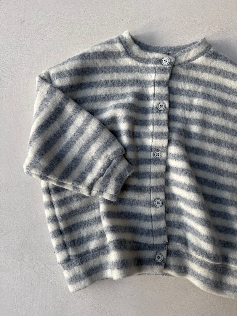 Fleece Striped Cardigan