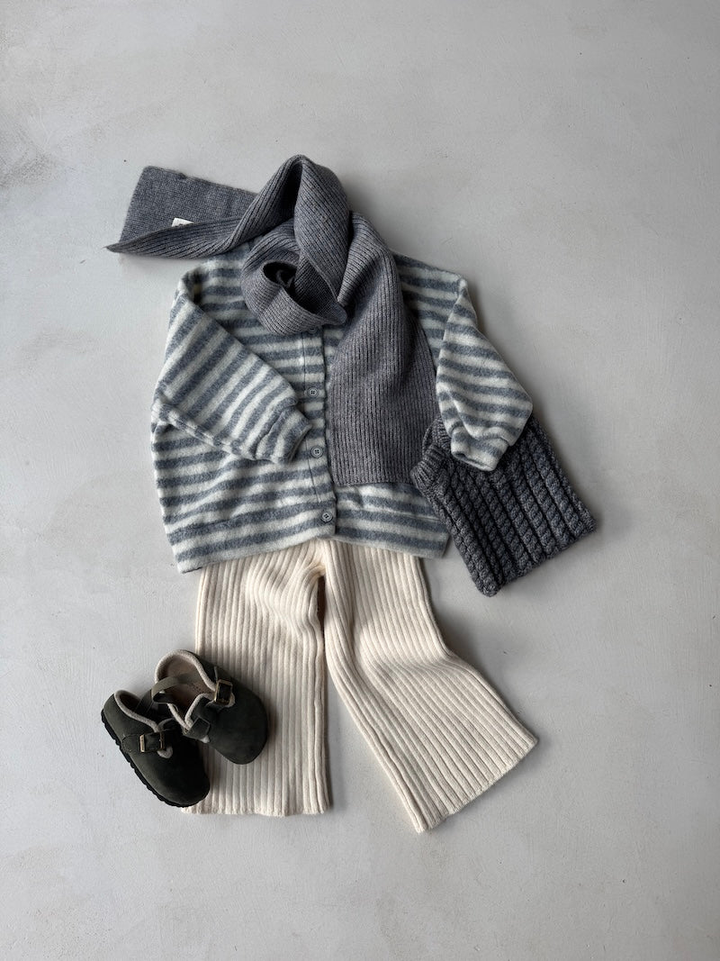 Fleece Striped Cardigan