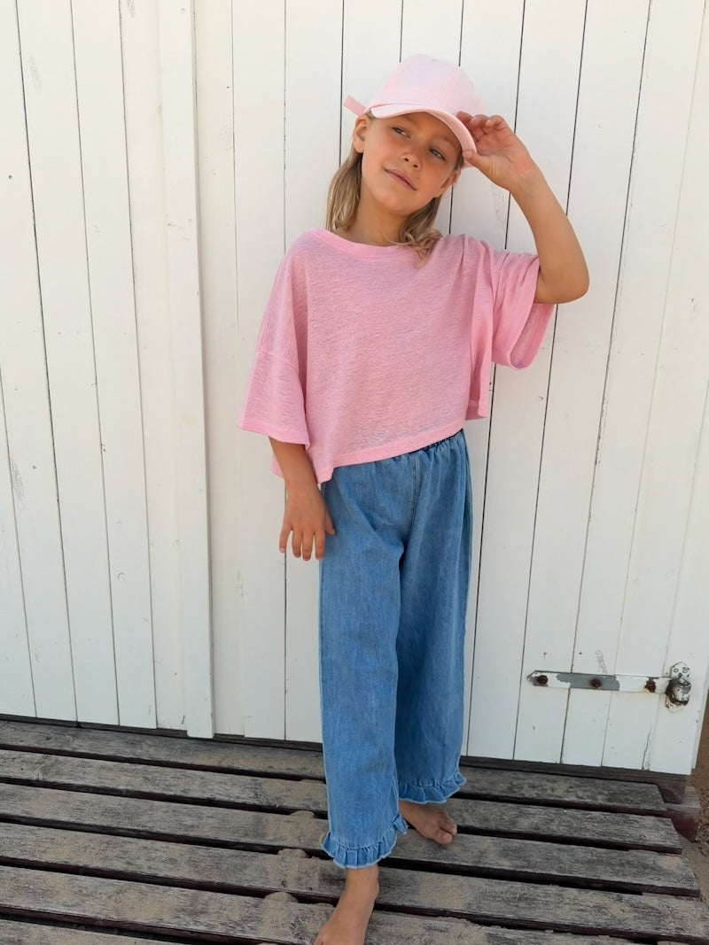Linen Crop Tee Pink