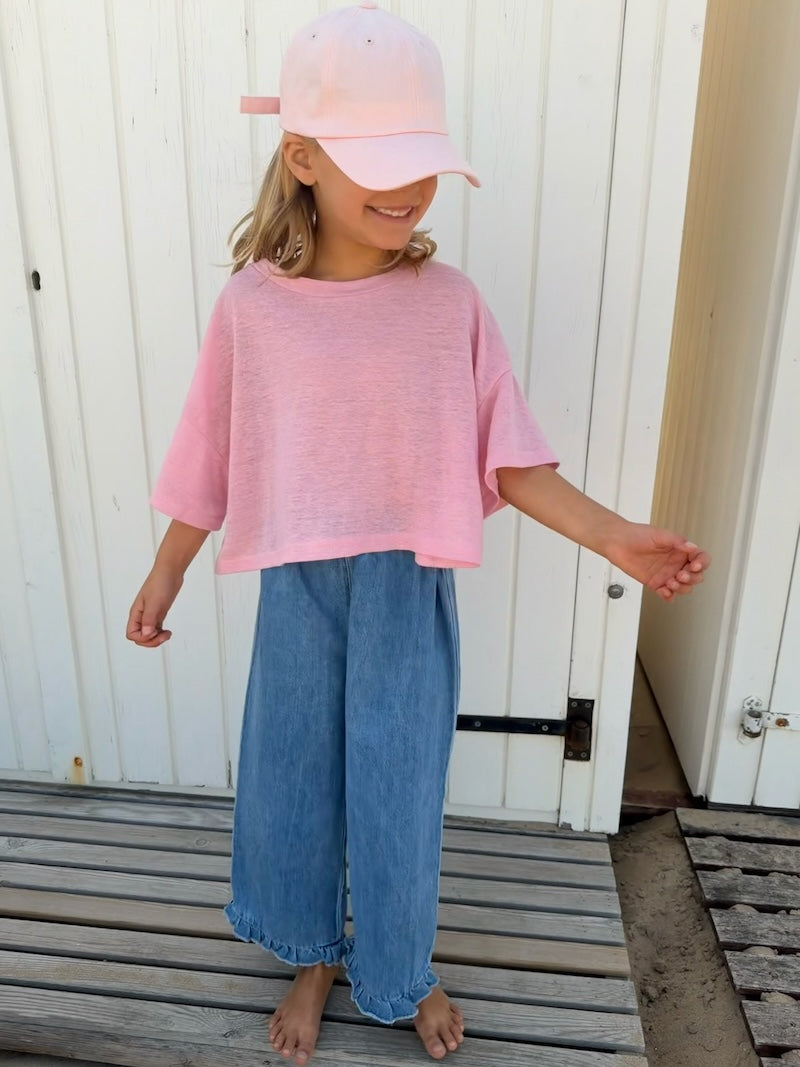 Linen Crop Tee Pink
