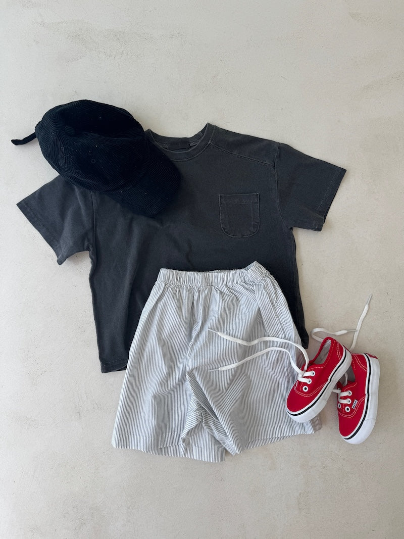 Navy Striped Shorts