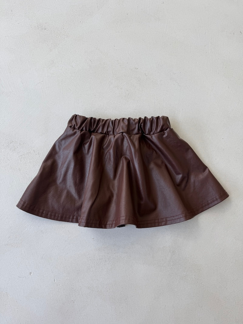 Cacao Faux Leather Skirt