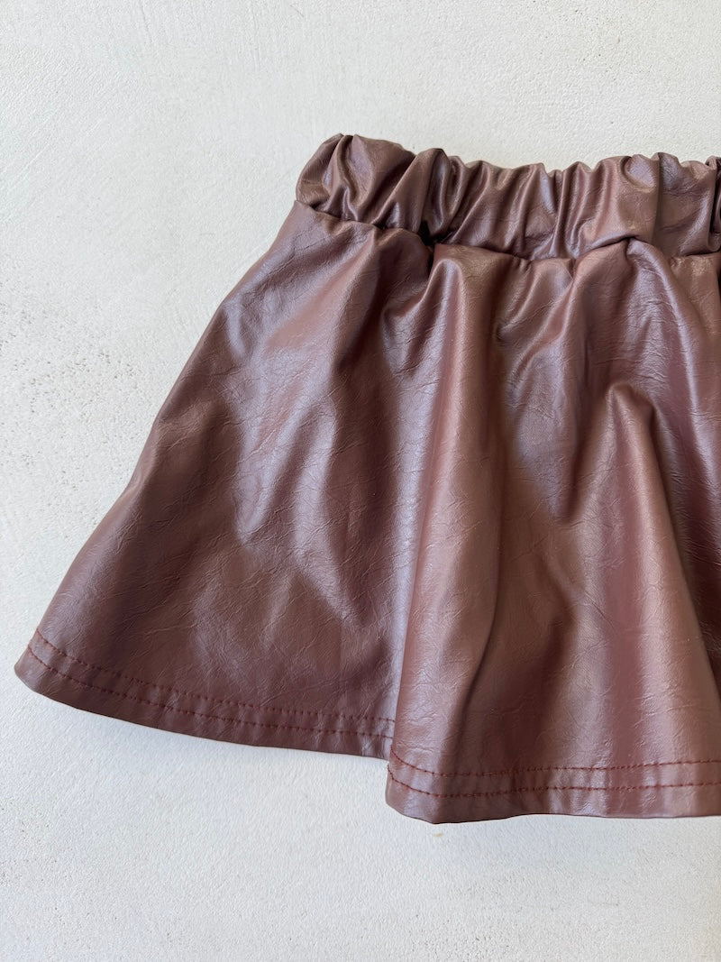 Cacao Faux Leather Skirt