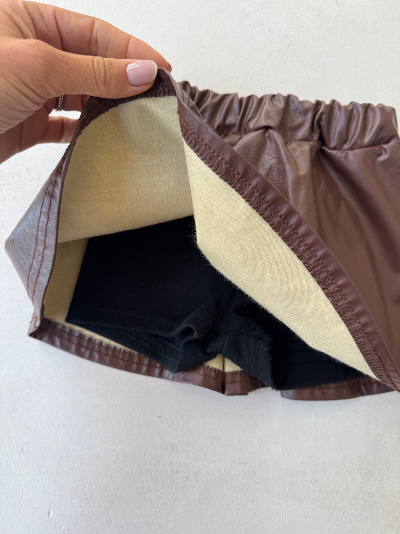 Cacao Faux Leather Skirt