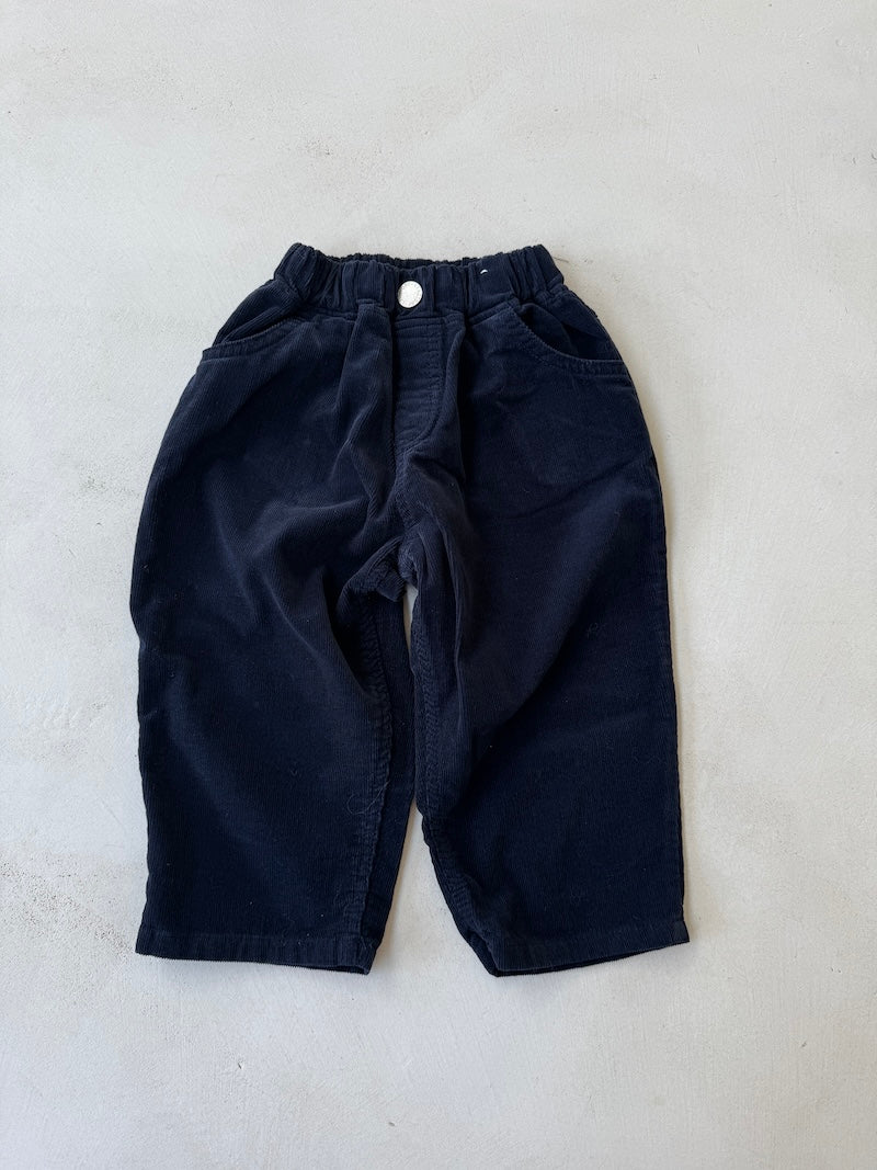 Navy Baggy Cord Pants