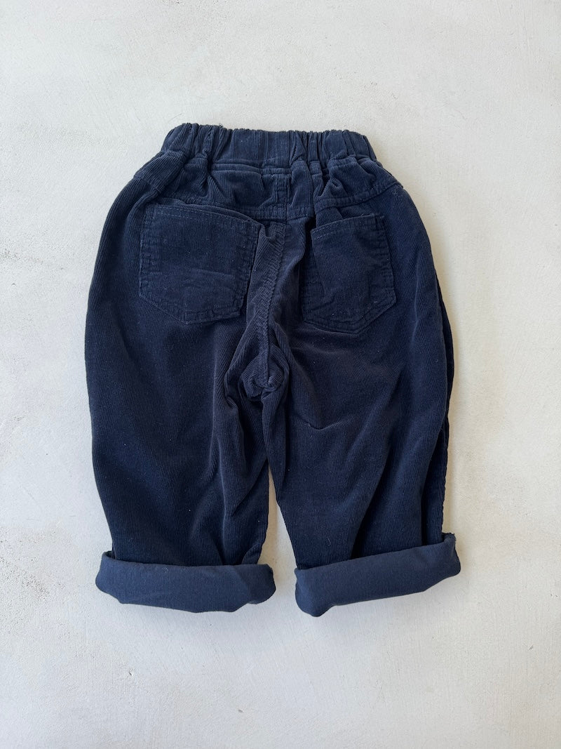 Navy Baggy Cord Pants
