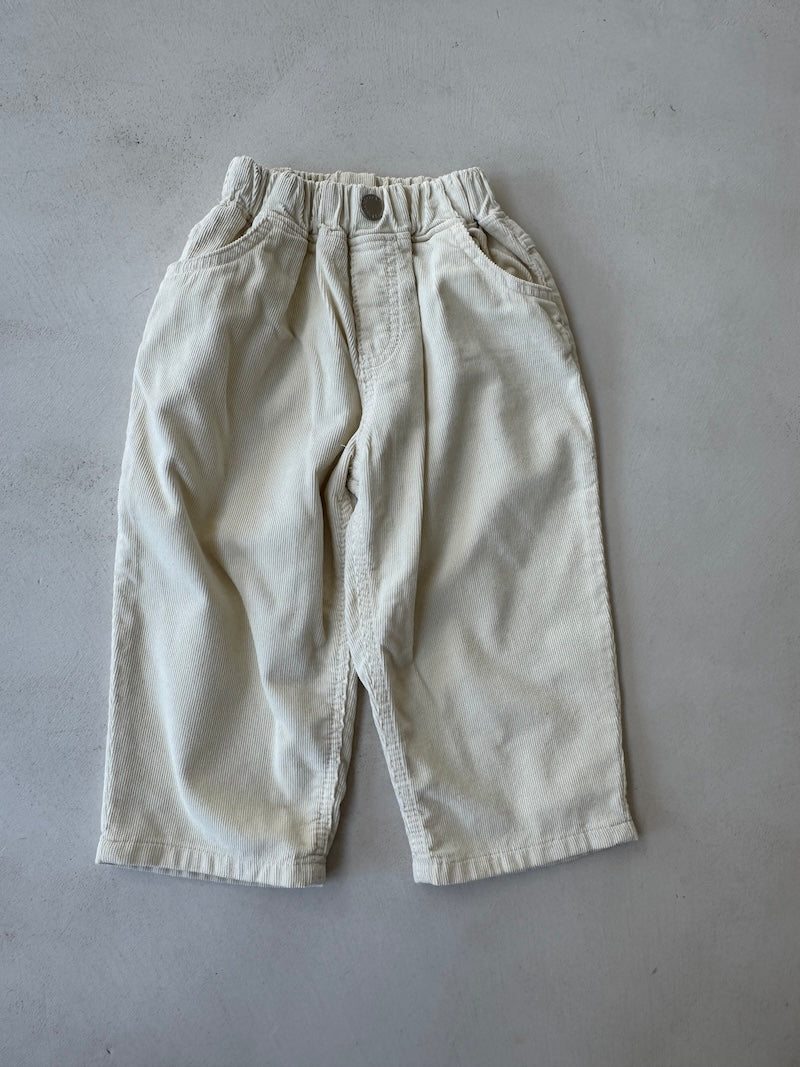 Cream Baggy Cord Pants