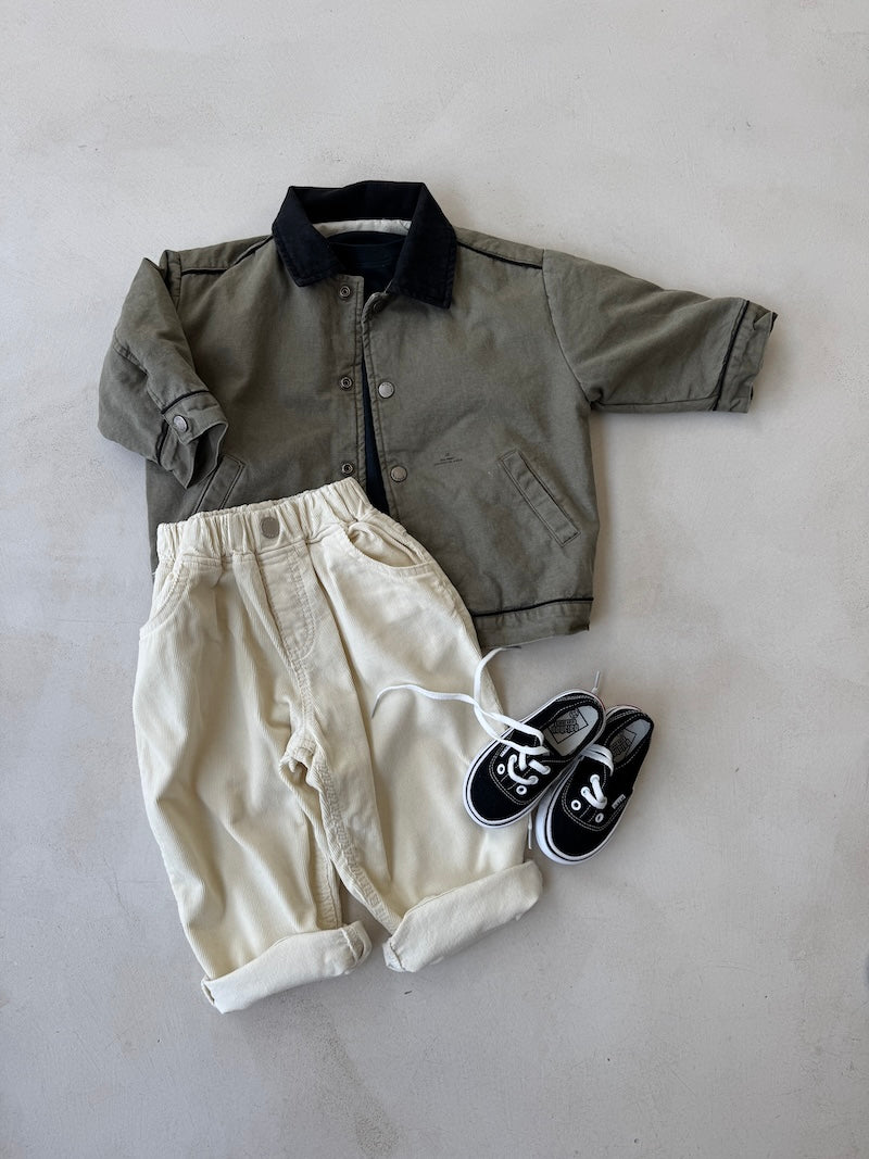 Cream Baggy Cord Pants