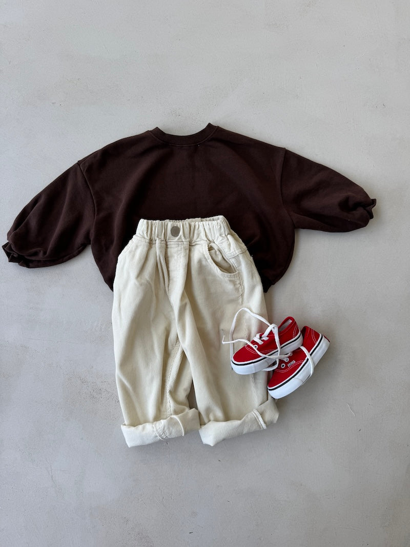 Cream Baggy Cord Pants