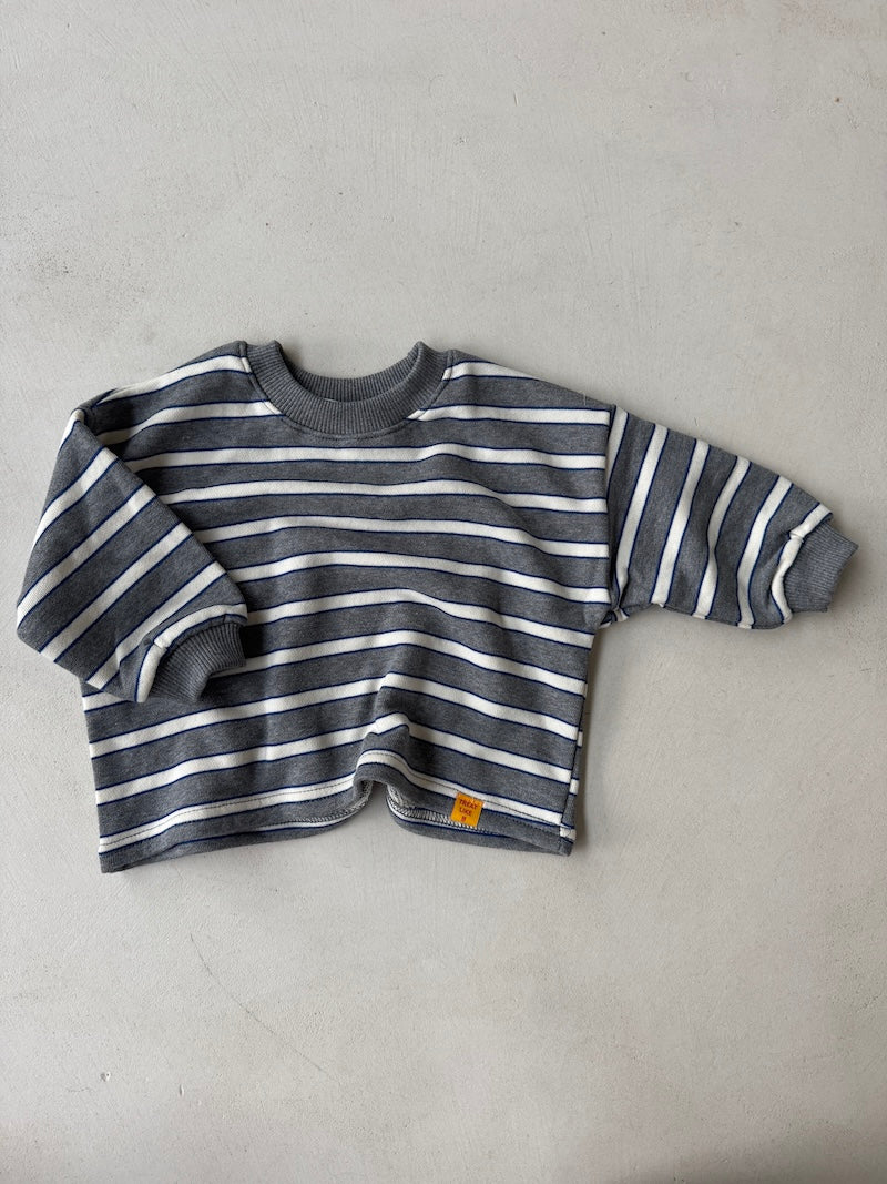 Mini Grey Striped Top