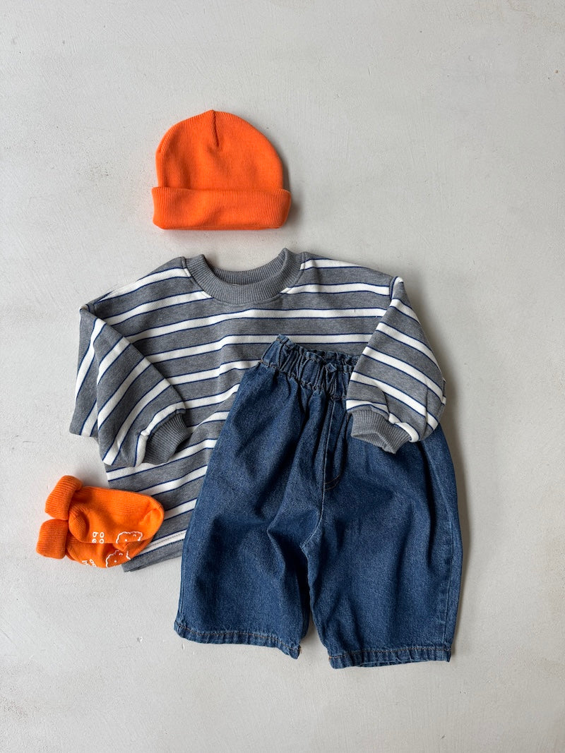 Mini Grey Striped Top