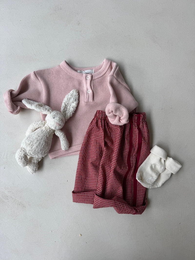 Mini Checked Track Pants Red