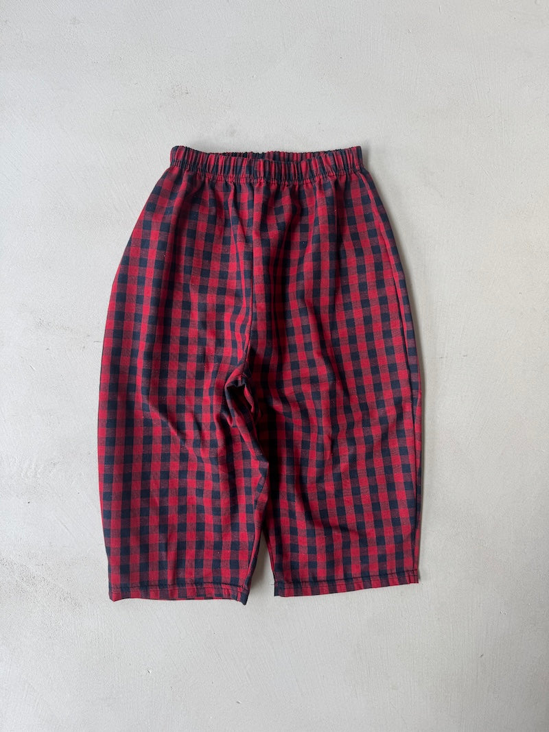 Color Check Pants Red