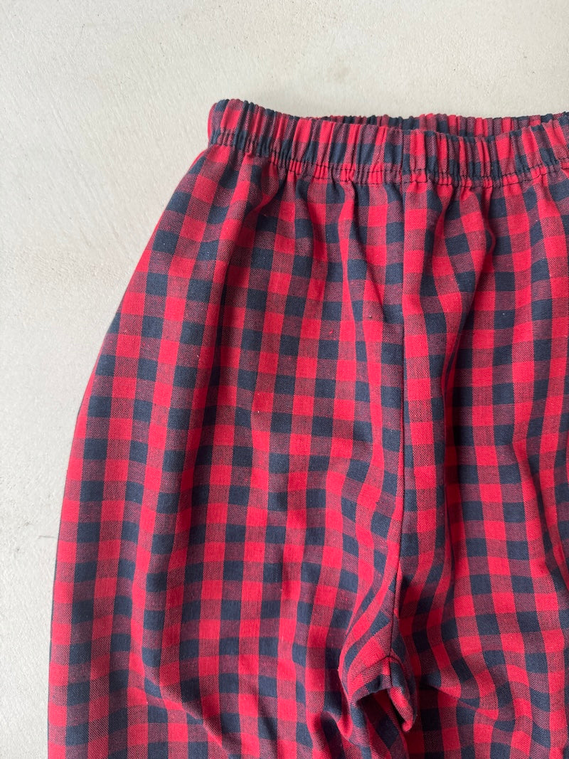 Color Check Pants Red