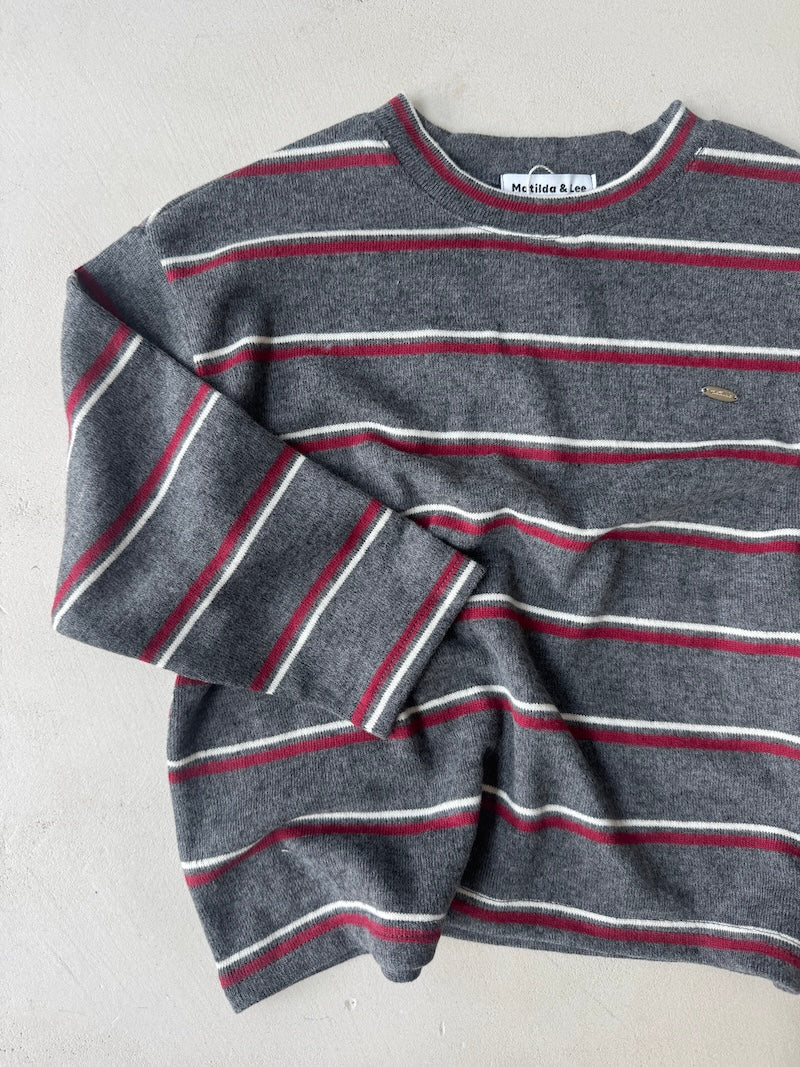 Wine Striped Knit Jumper