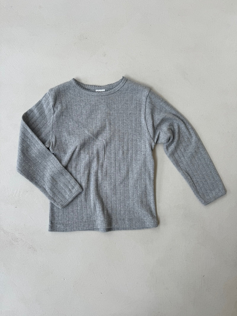 Pointelle Top Grey