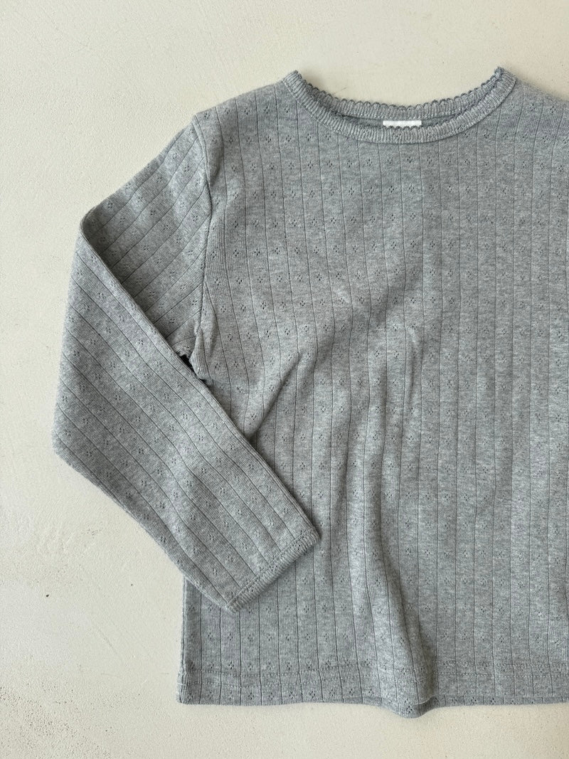 Pointelle Top Grey
