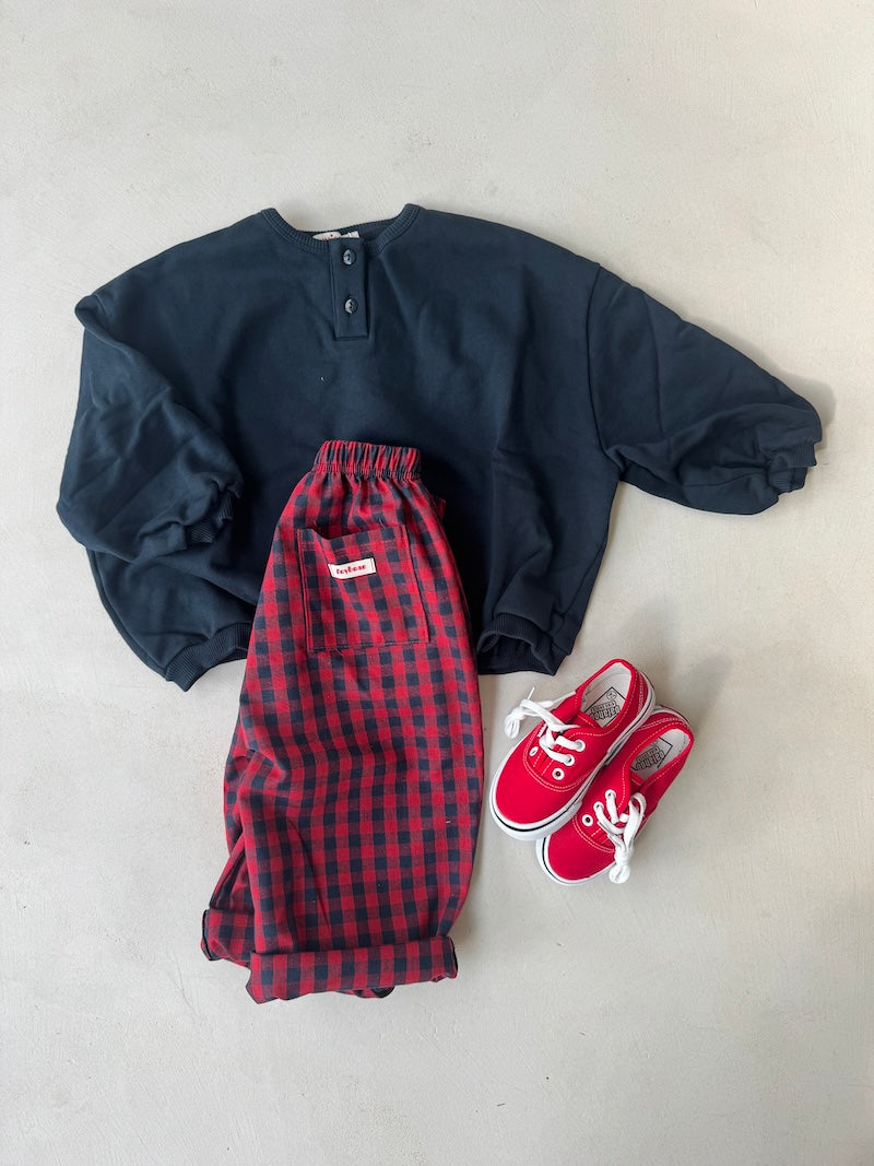 Color Check Pants Red