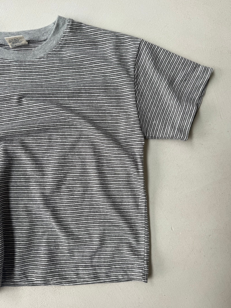 Linen Striped Tee Charcoal