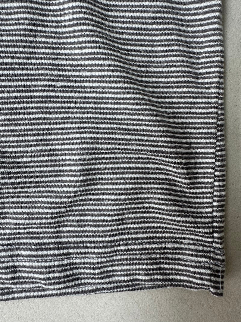 Linen Striped Tee Charcoal