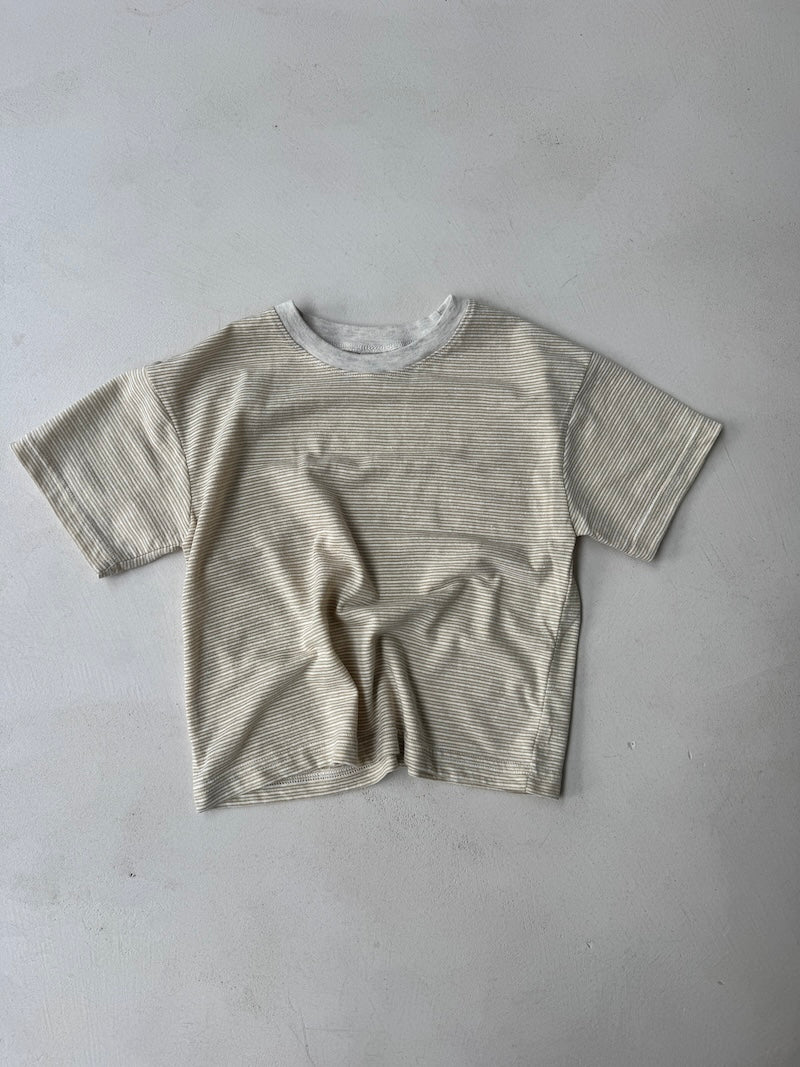 Linen Striped Tee Beige