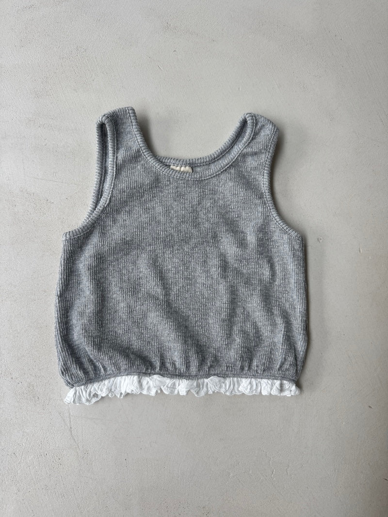 Cropped Grey Rib Top