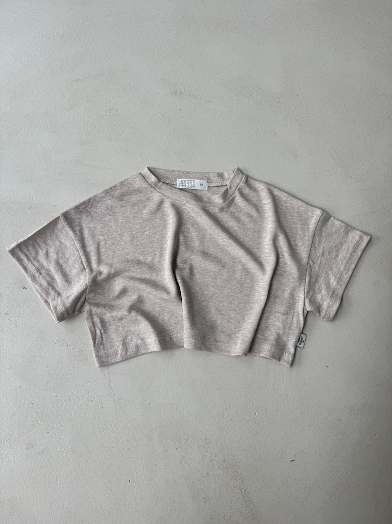 Linen Crop Tee Cream