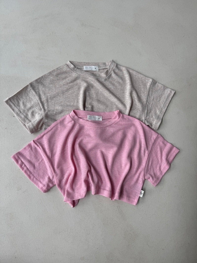 Linen Crop Tee Pink