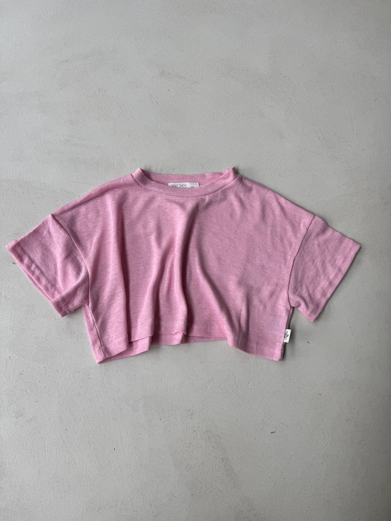 Linen Crop Tee Pink