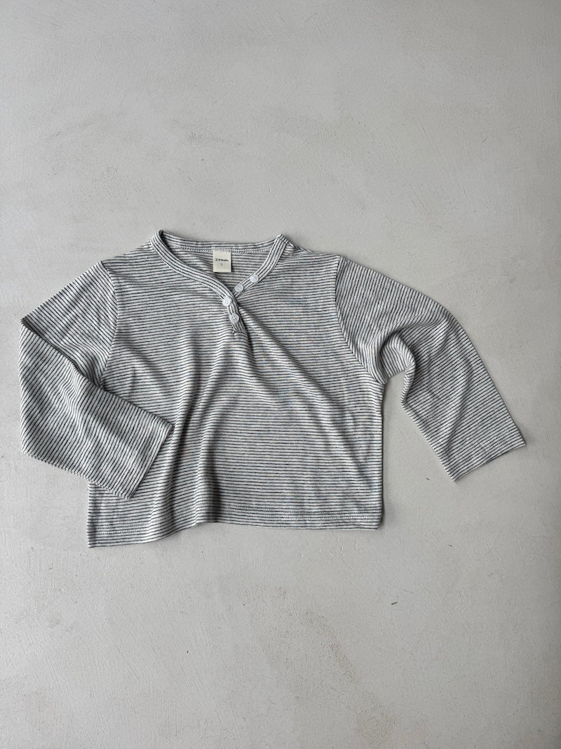 Buttoned Striped tee