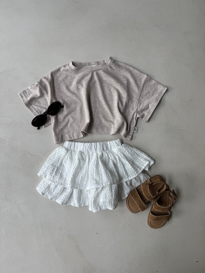 Linen Crop Tee Cream