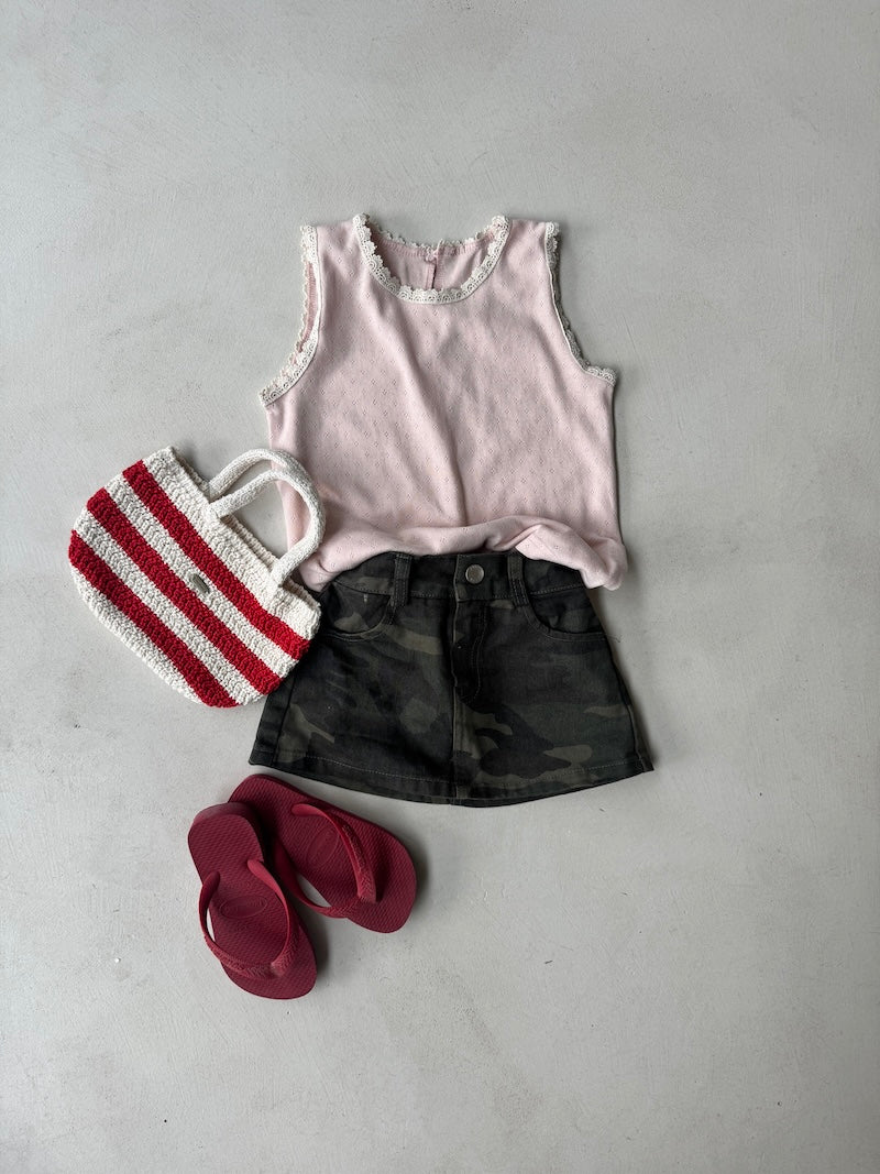 Lace Eyelet Top Pink