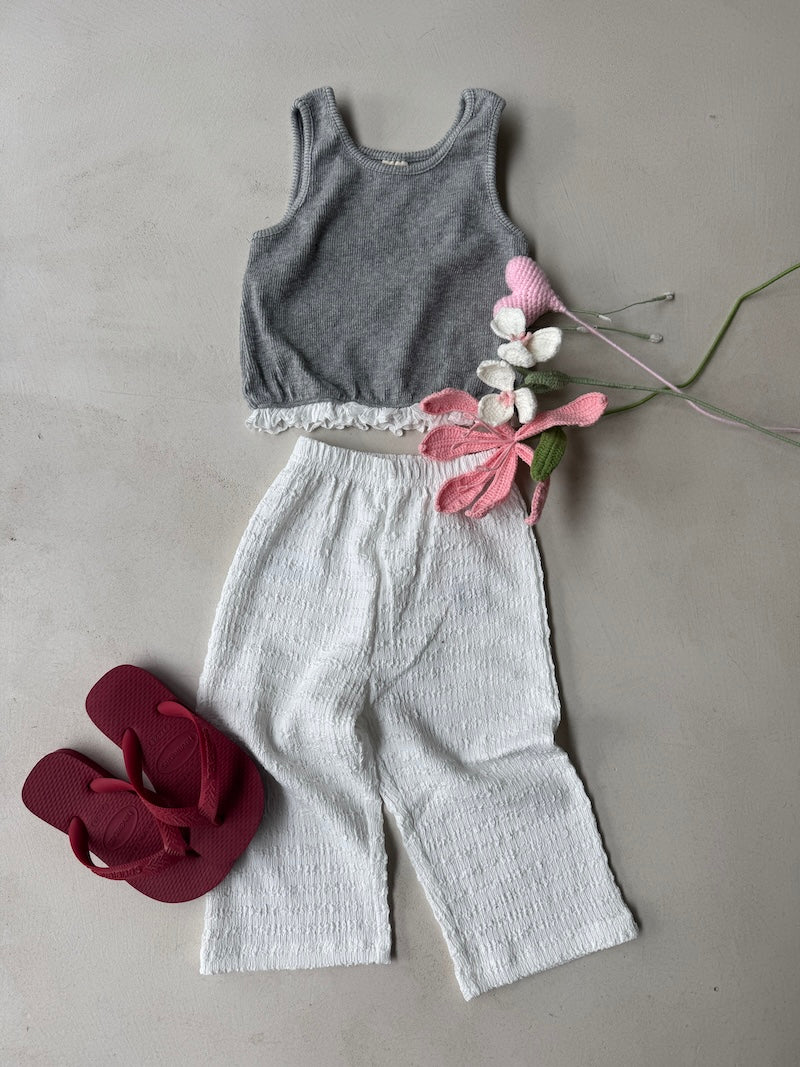 Cropped Grey Rib Top