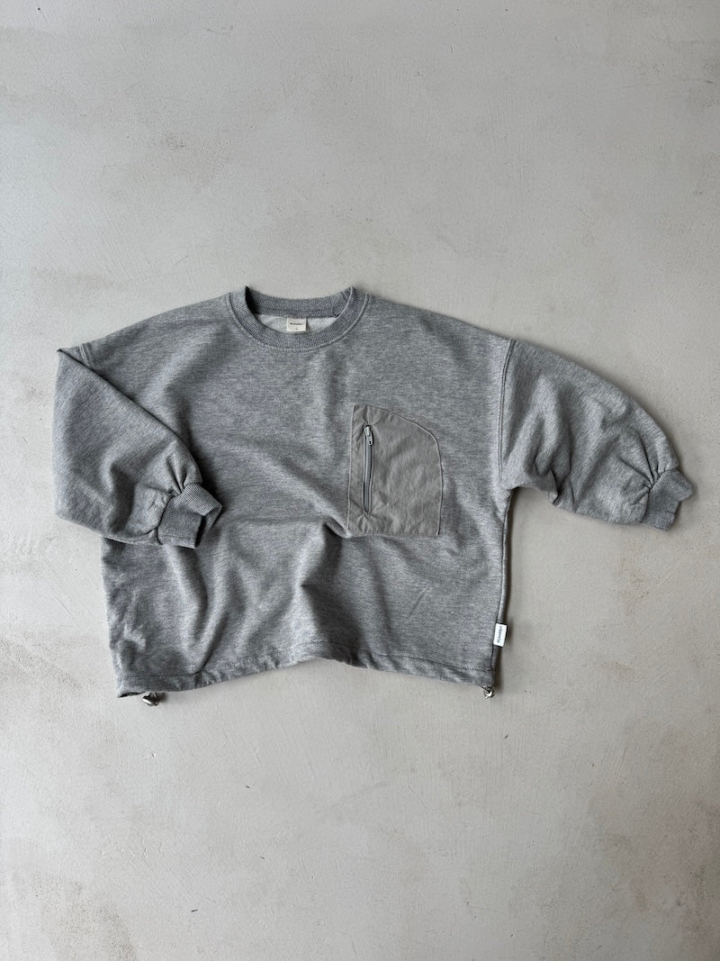 Grey Zip Pocket Jumper