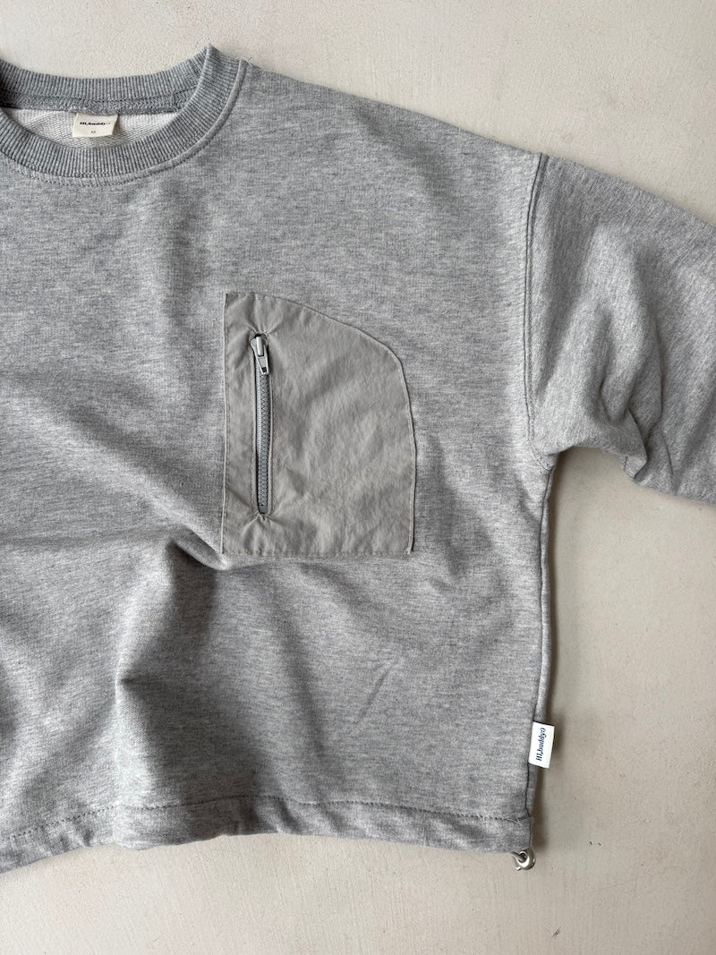 Grey Zip Pocket Jumper