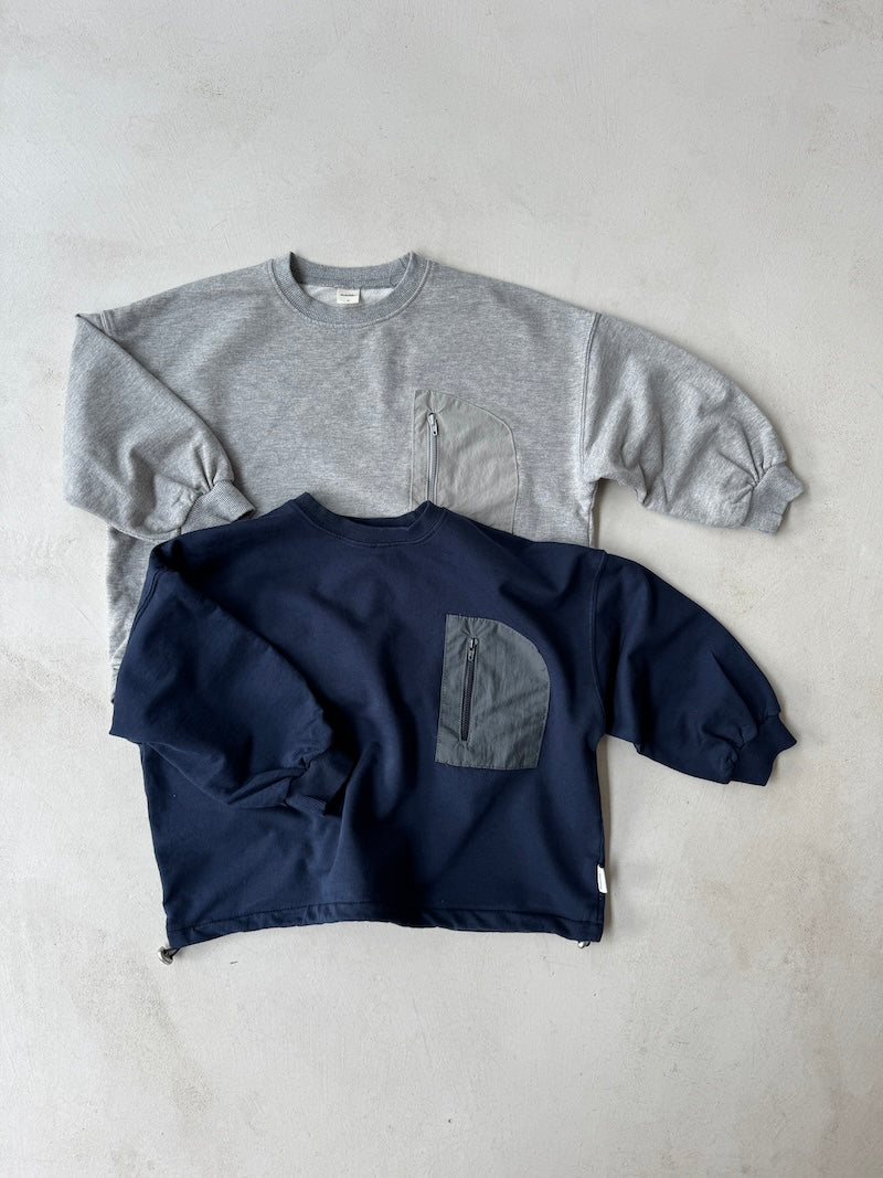 Grey Zip Pocket Jumper