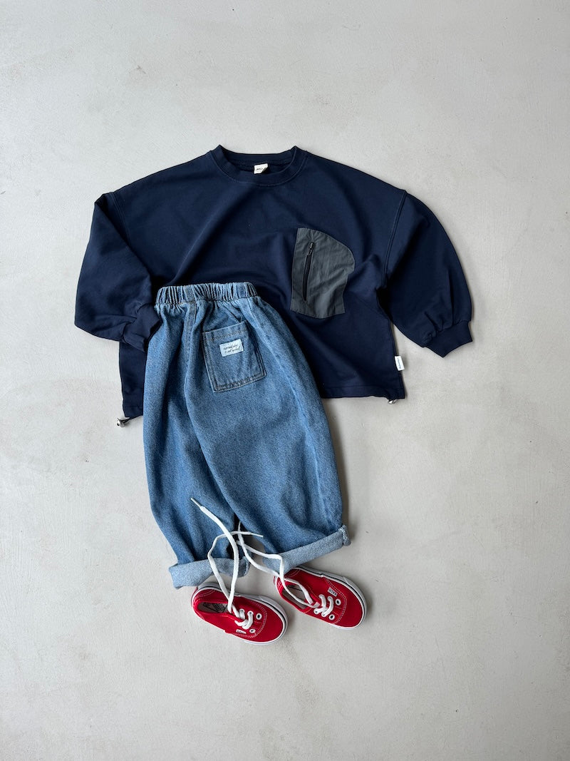 Navy Zip Pocket Jumper